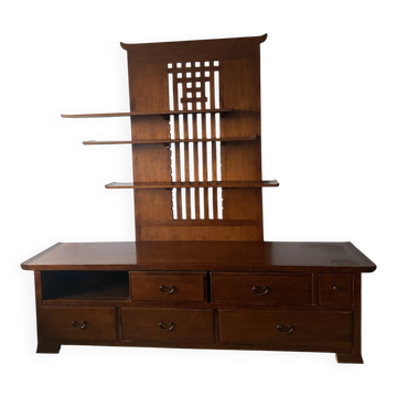 Bibliothèque, buffet en bois exotique