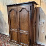 Baseboard cabinet – Louis XIV style – Solid oak and original marble