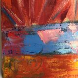 Oil on canvas Terrace signed 40x40cm