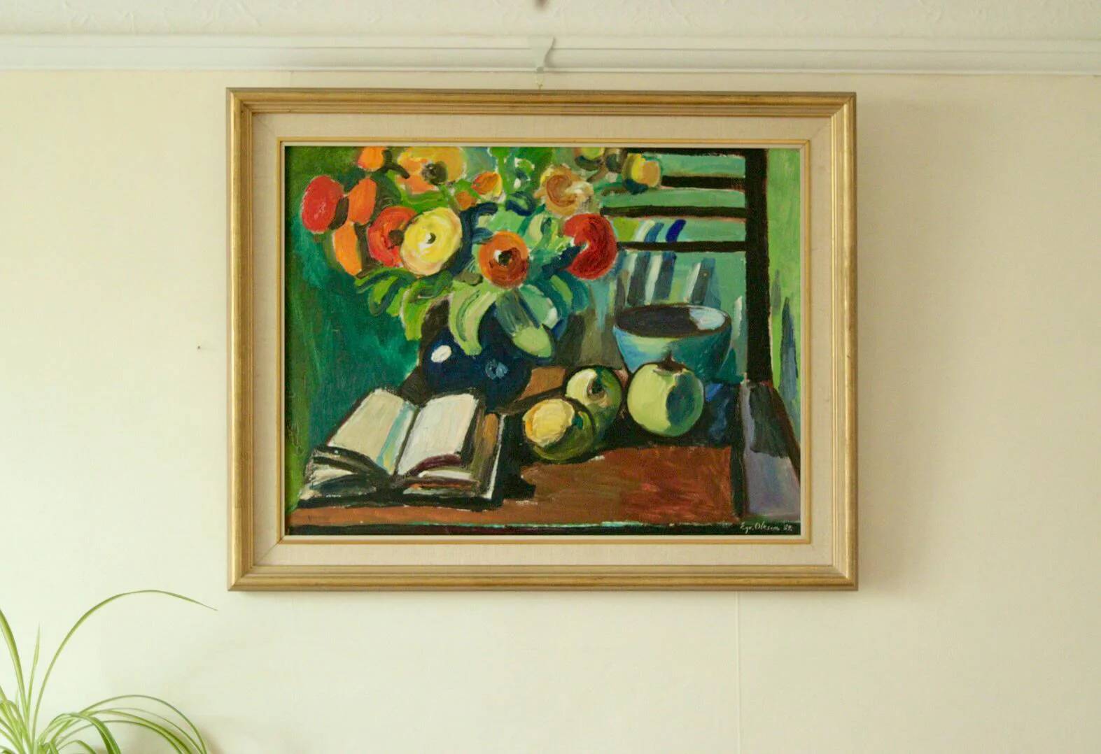 Still life with book by Eyvind Olesen