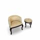 An antique Italian bar chair and a matching tufted vanity stool.