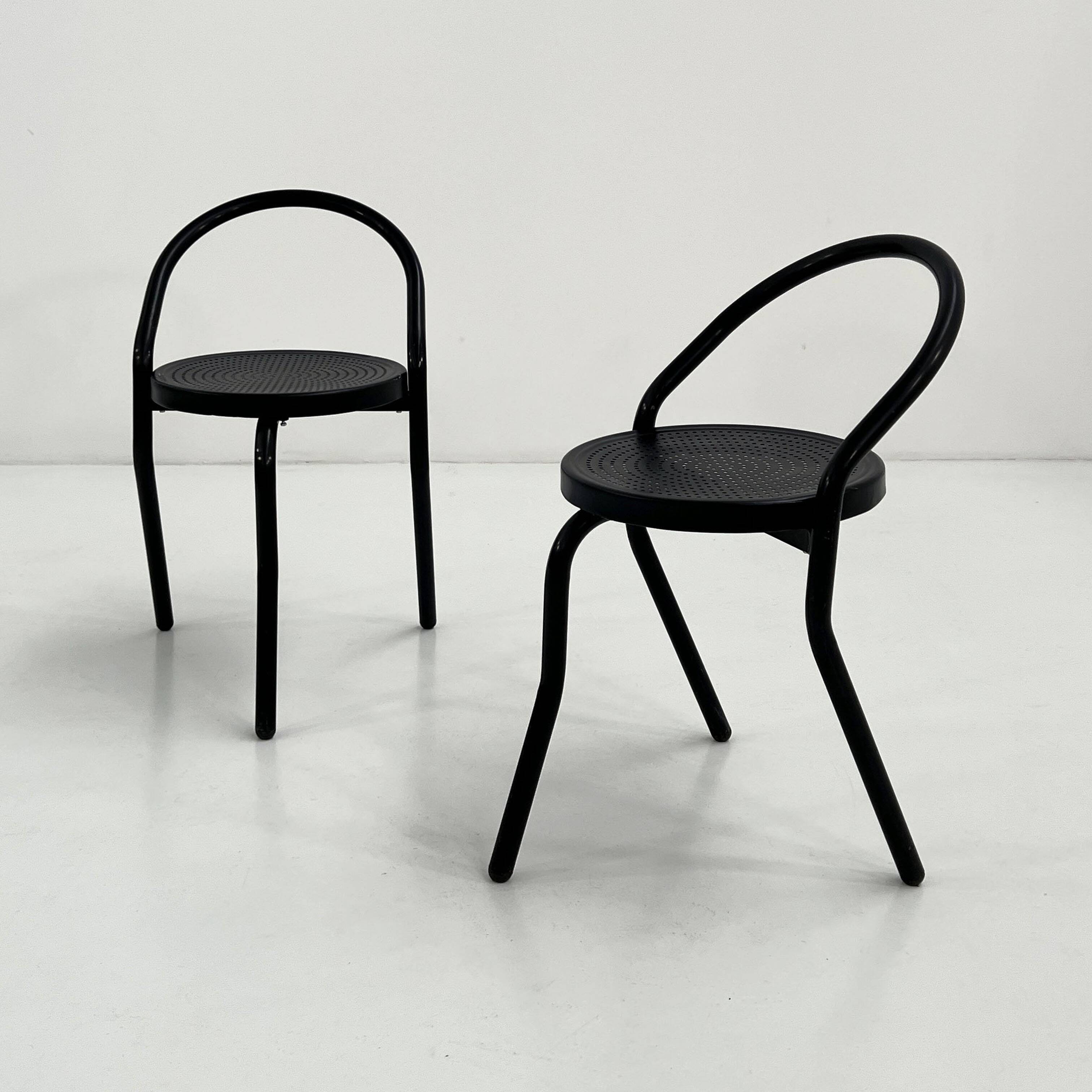 4 chaises postmodernes en métal, 1980