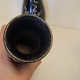 5 Vietnam vases black lacquered wood and mother-of-pearl inlays