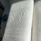 12 antique damask monogrammed napkins, 19th century