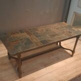 Rectangular steel and basalt coffee table