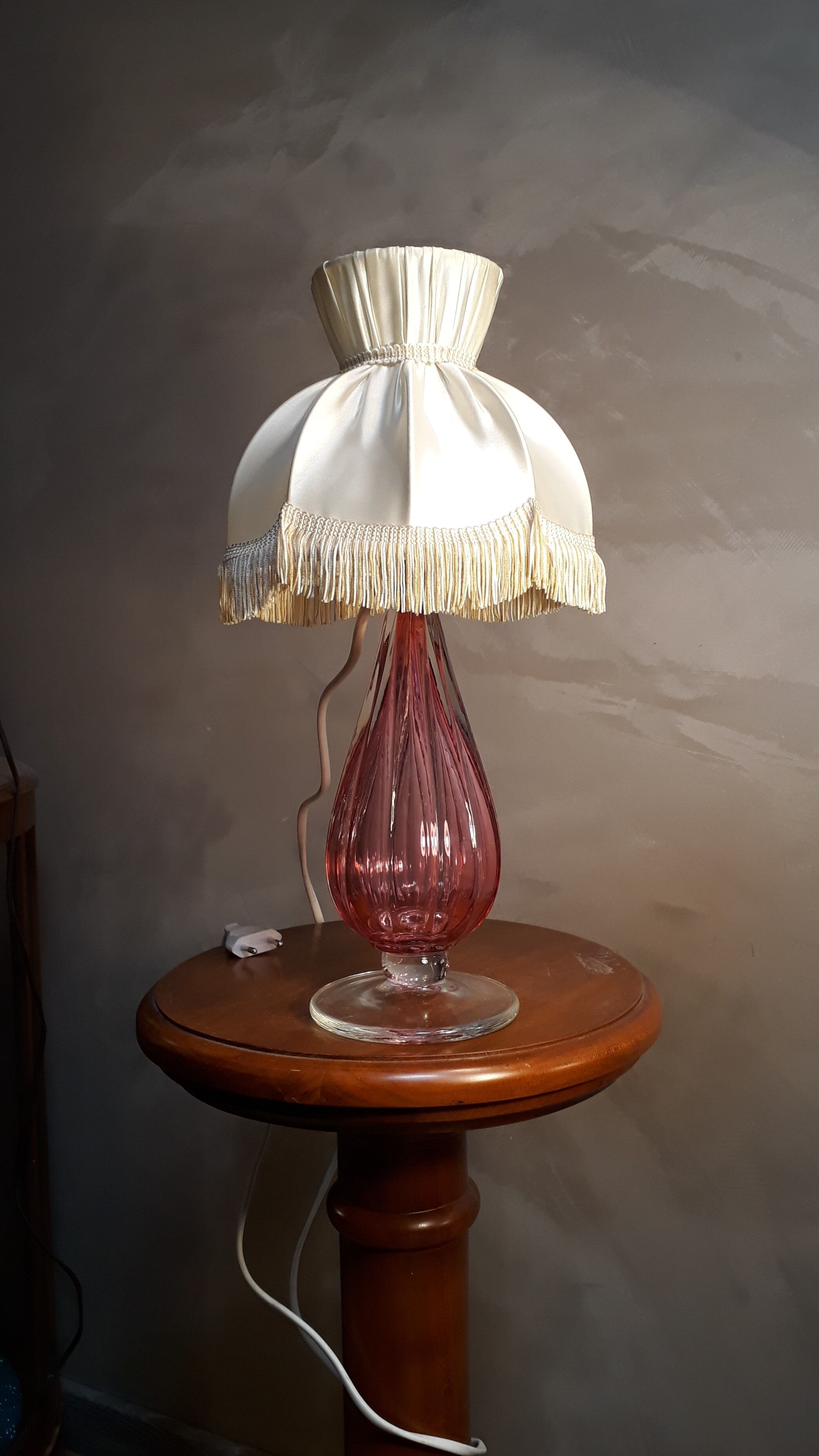 murano lamp glass blown pink Italy 1950 a 60