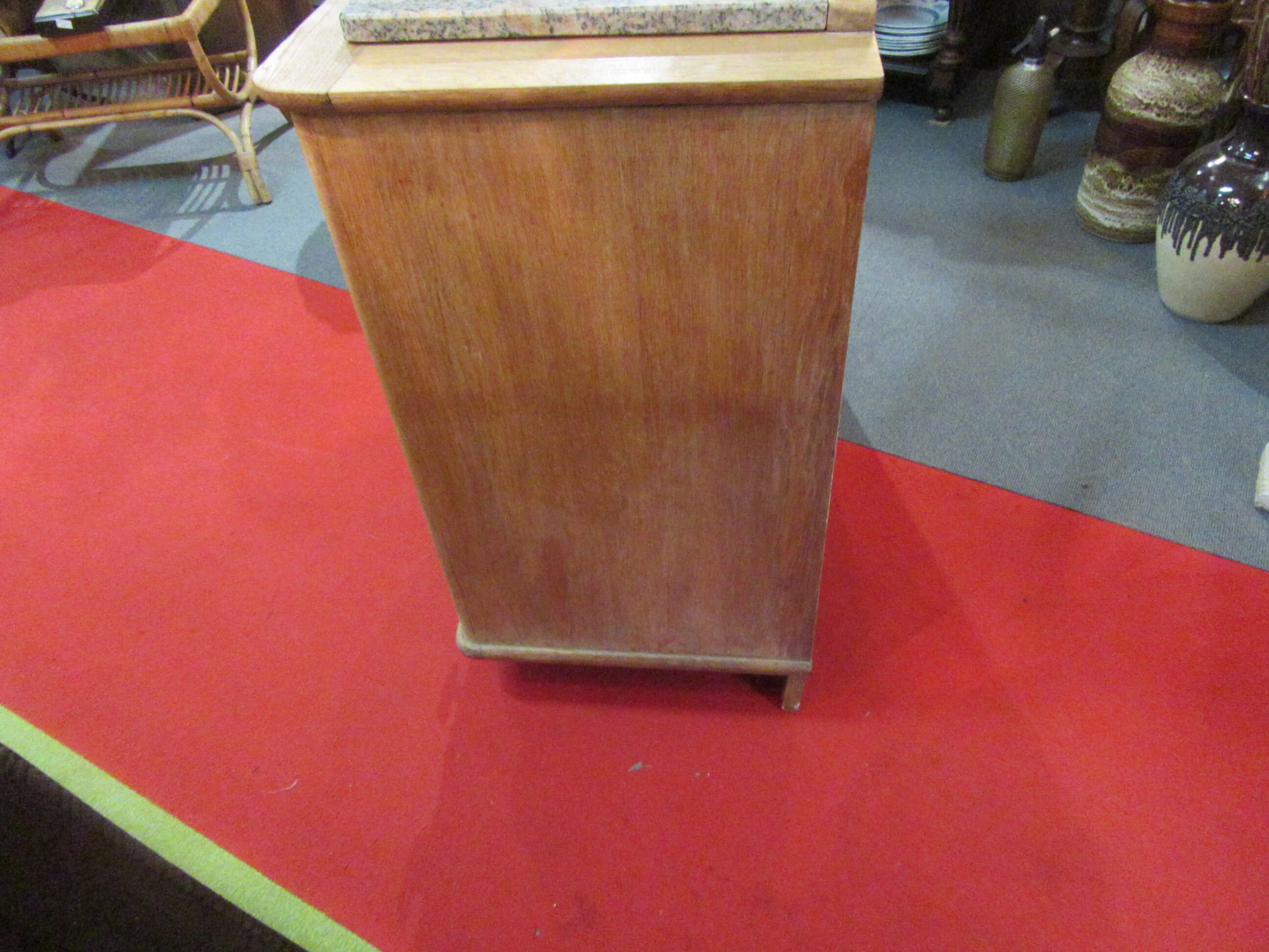 Oak chest of drawers with marble top, 1940-1950