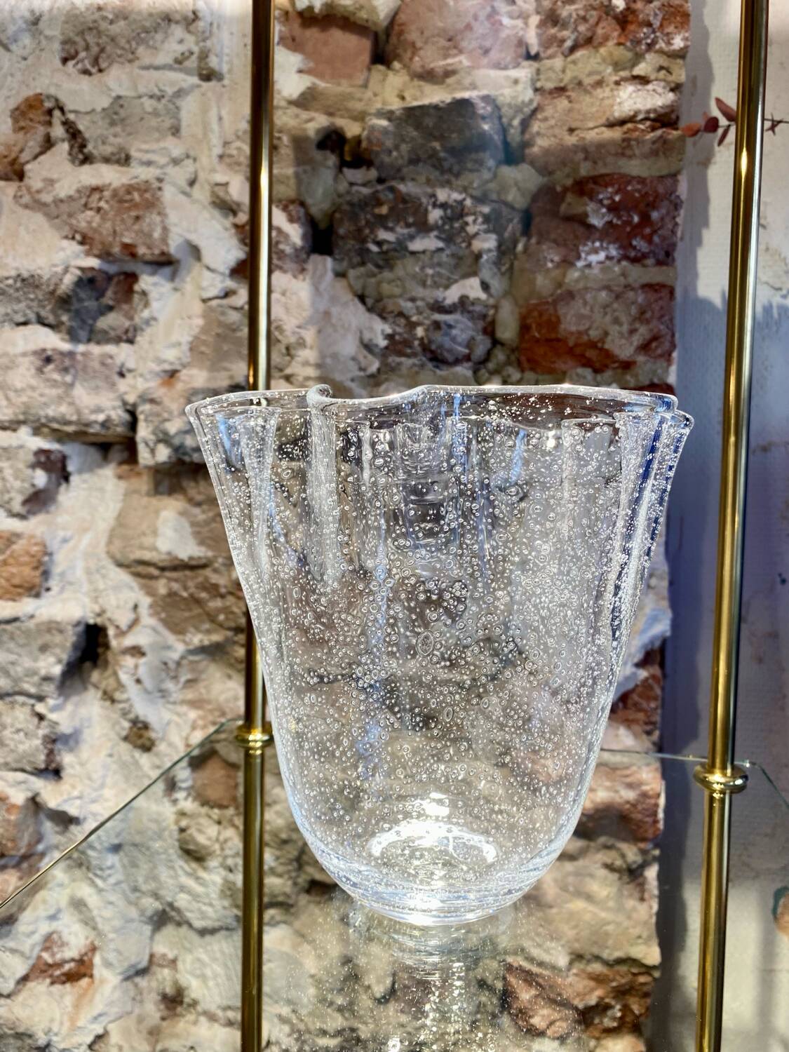 Murano bubble blown glass handkerchief vase