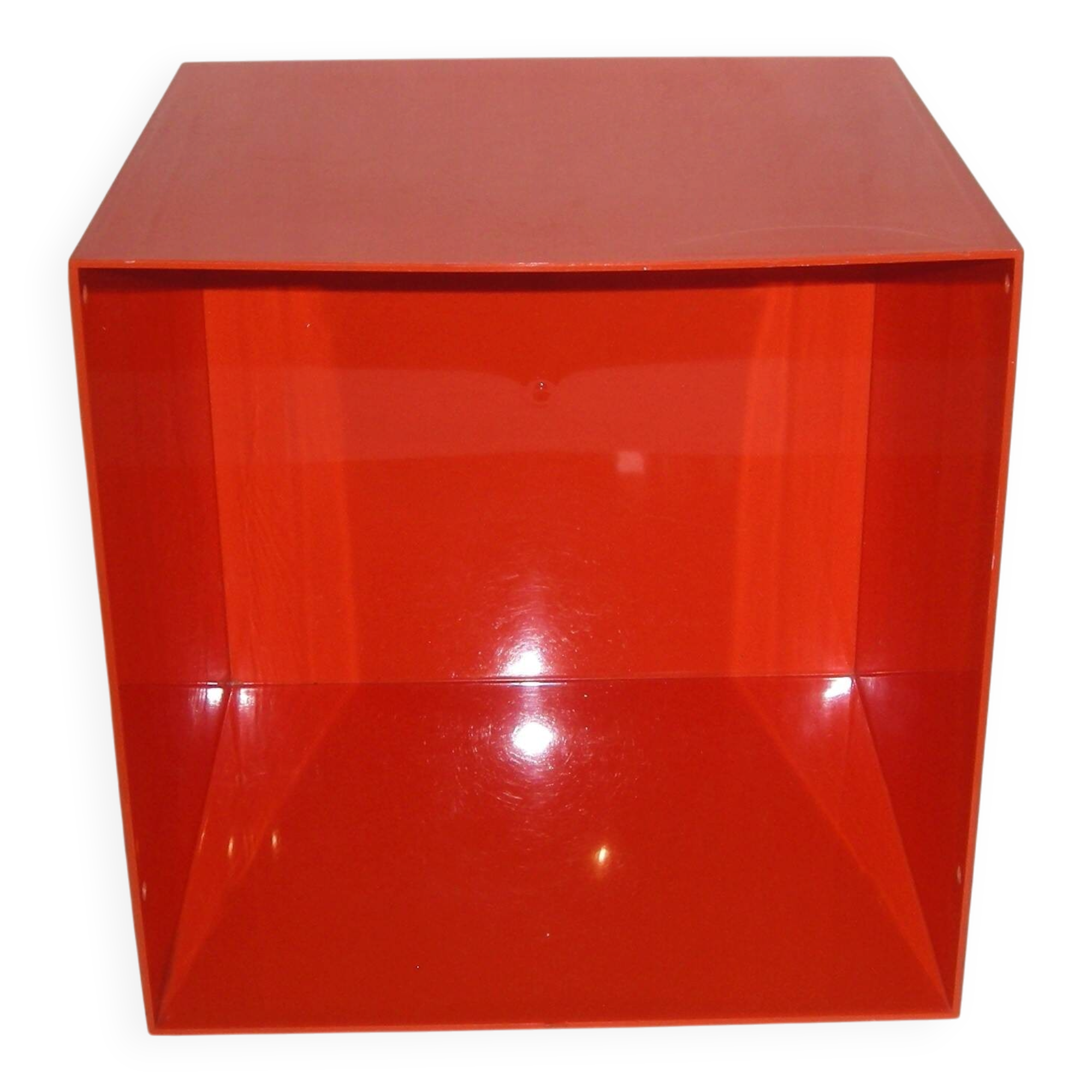 Orange cubic shelf from the 1970s.