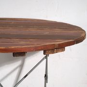 Antique folding garden table in wood and iron – Central Europe, circa 1950