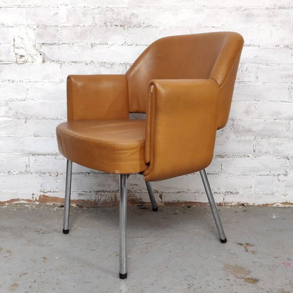 Deauville Leather Armchairs by Marc and Pierre Simon for Airborne, 1960s