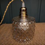 Geometric relief moulded glass lampshade from the 1970s.