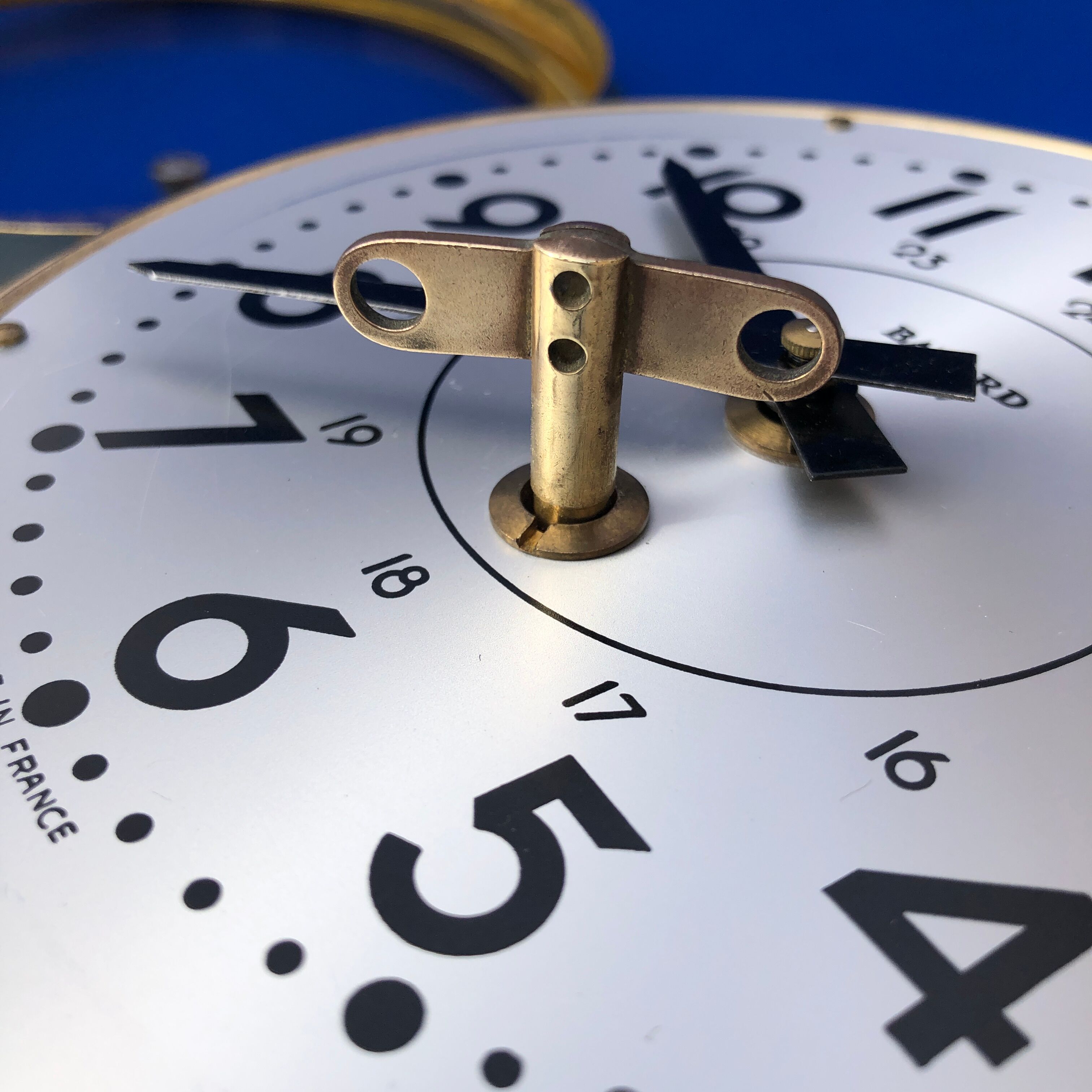 Old modernist brass wall clock 1930 bayard movement 8 days