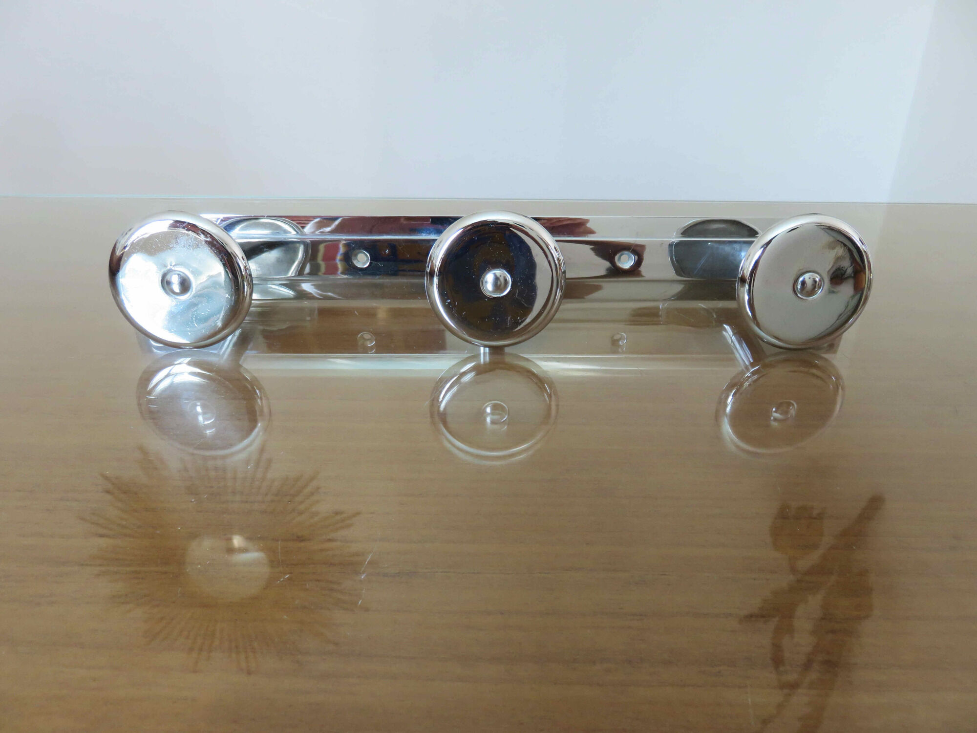 Coat rack in nickel-plated brass, 3 hooks art deco years 40 50