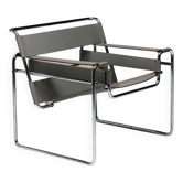 Wassily chair in grey leather by Marcel Breuer for Gavina, 1960, signed.