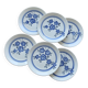 6 vintage Gien faience dessert plates, Nancay model, hand-painted blue floral pattern