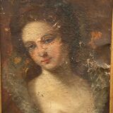 Oil canvas cbl initials portrait xviii eme woman costume