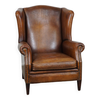 especially comfortable wingback chair made of sheepskin leather, stunning colors