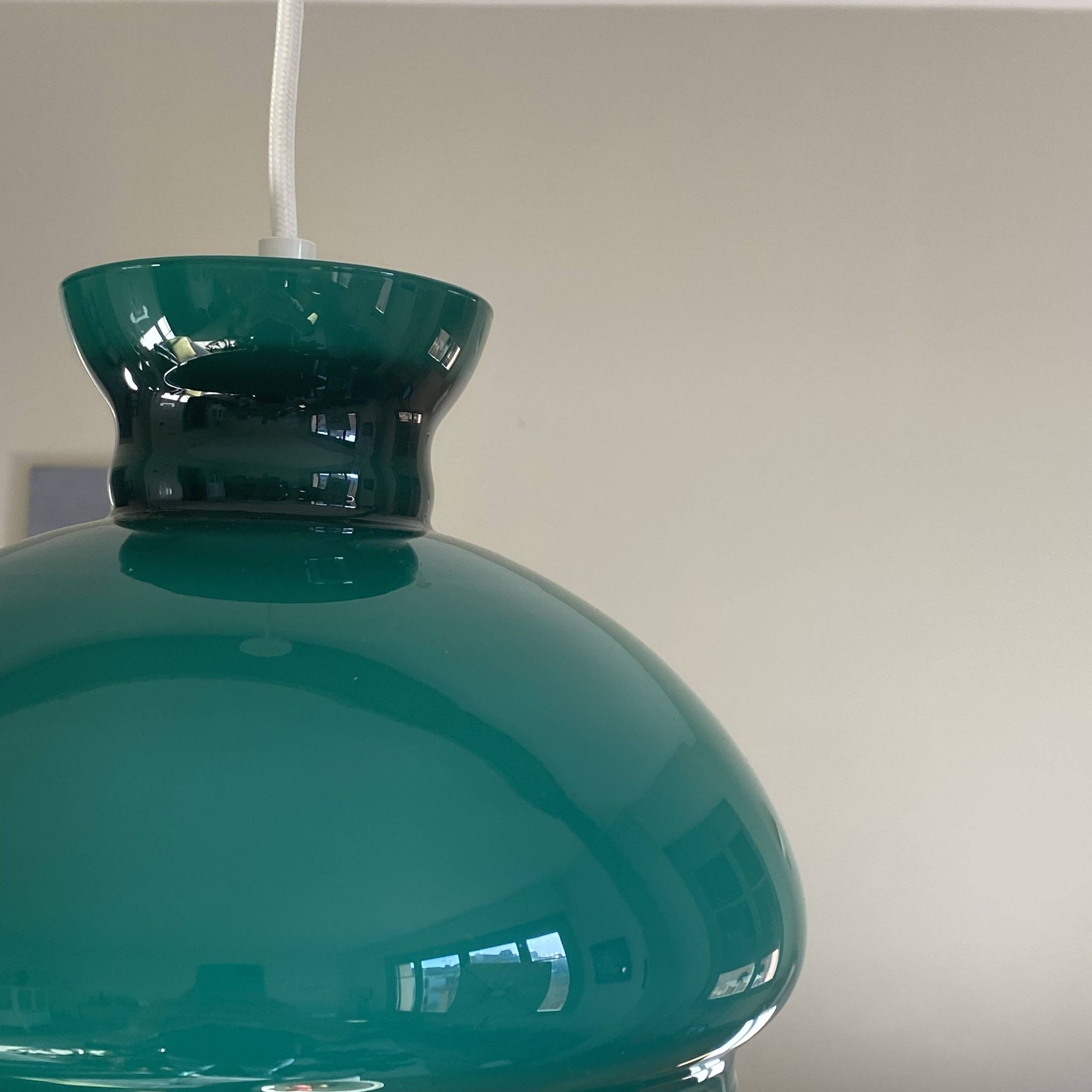 Dark green opaline glass pendant light