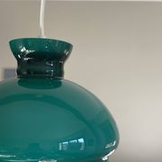 Dark green opaline glass pendant light