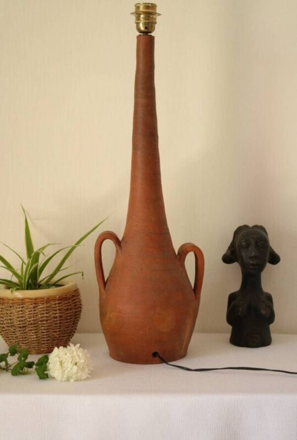 Pied de lampe en terre cuite terracotta vintage