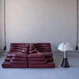 Terrazza Landscapes in Burgundy Leather by Ubald Klug for de Sede, 1970s, Set of 4