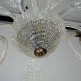 Art Deco Murano Glass Three-Arm Chandelier, Italy, 1940s