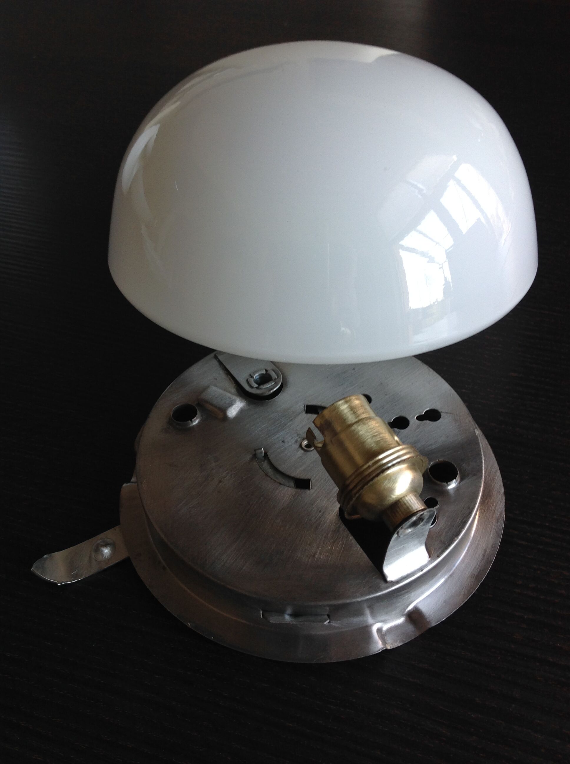 Ceiling light in opaline White half moon / 60 - 70s vintage