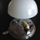 Ceiling light in opaline White half moon / 60 - 70s vintage