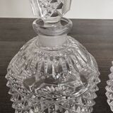 Pair of crystal-style cut glass bottles – retro/vintage dressing table