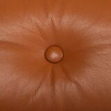 Brutalist Lounge Chair and Ottoman in Cognac Leather , 1970s