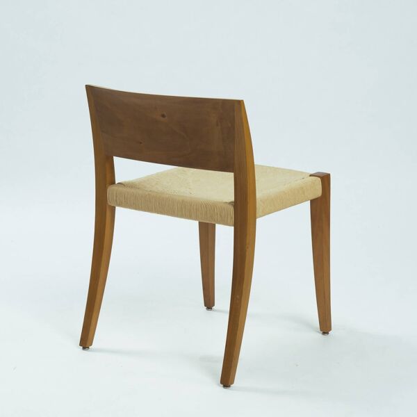 Chaises de salle à manger Molteni & C en noyer avec assise en corde de papier, Italie, années 1990