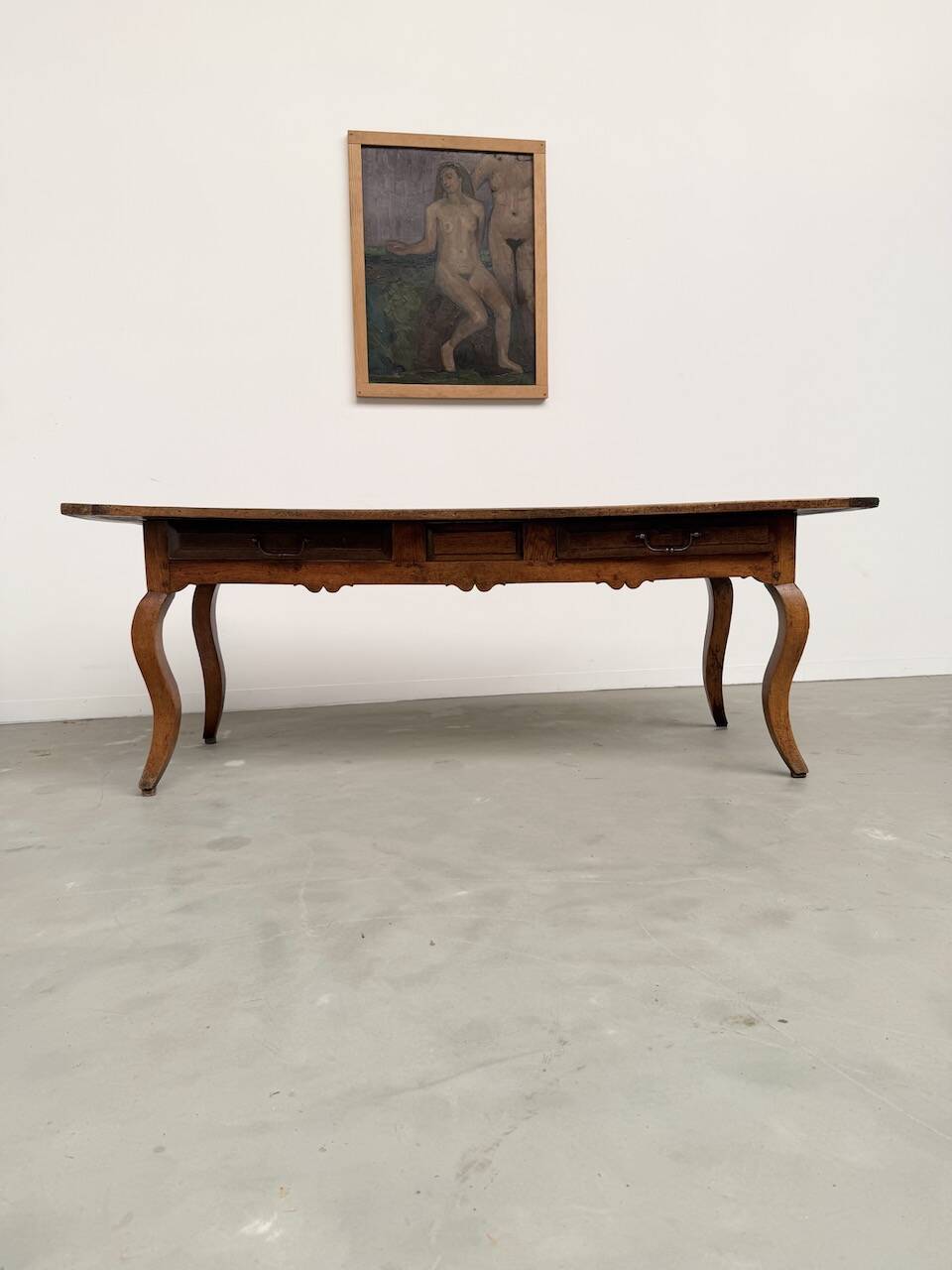19th century walnut drapery table 2m1