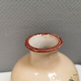 Italian vase from the 70s, in a delicate pink color with floral decoration.