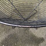 Pair of round chairs in black tubular steel 1960