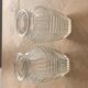 Two hyacinth vases in molded glass with vintage geometric patterns