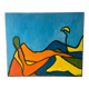 Abstract woman lying down, oil on cardboard signed.