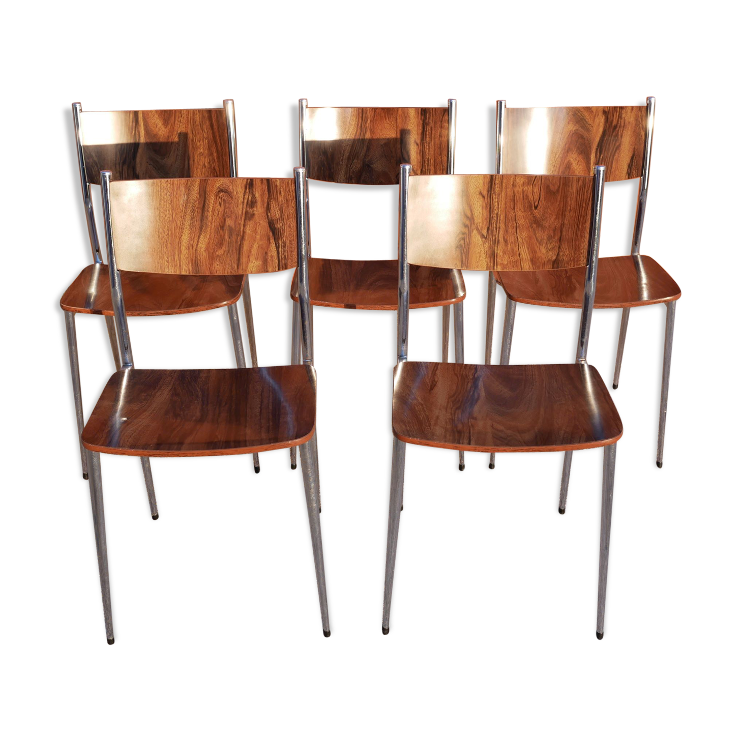 5 chairs vintage wood and metal