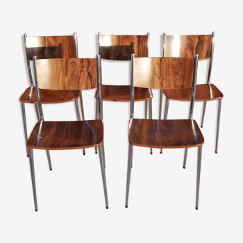 5 chairs vintage wood and metal