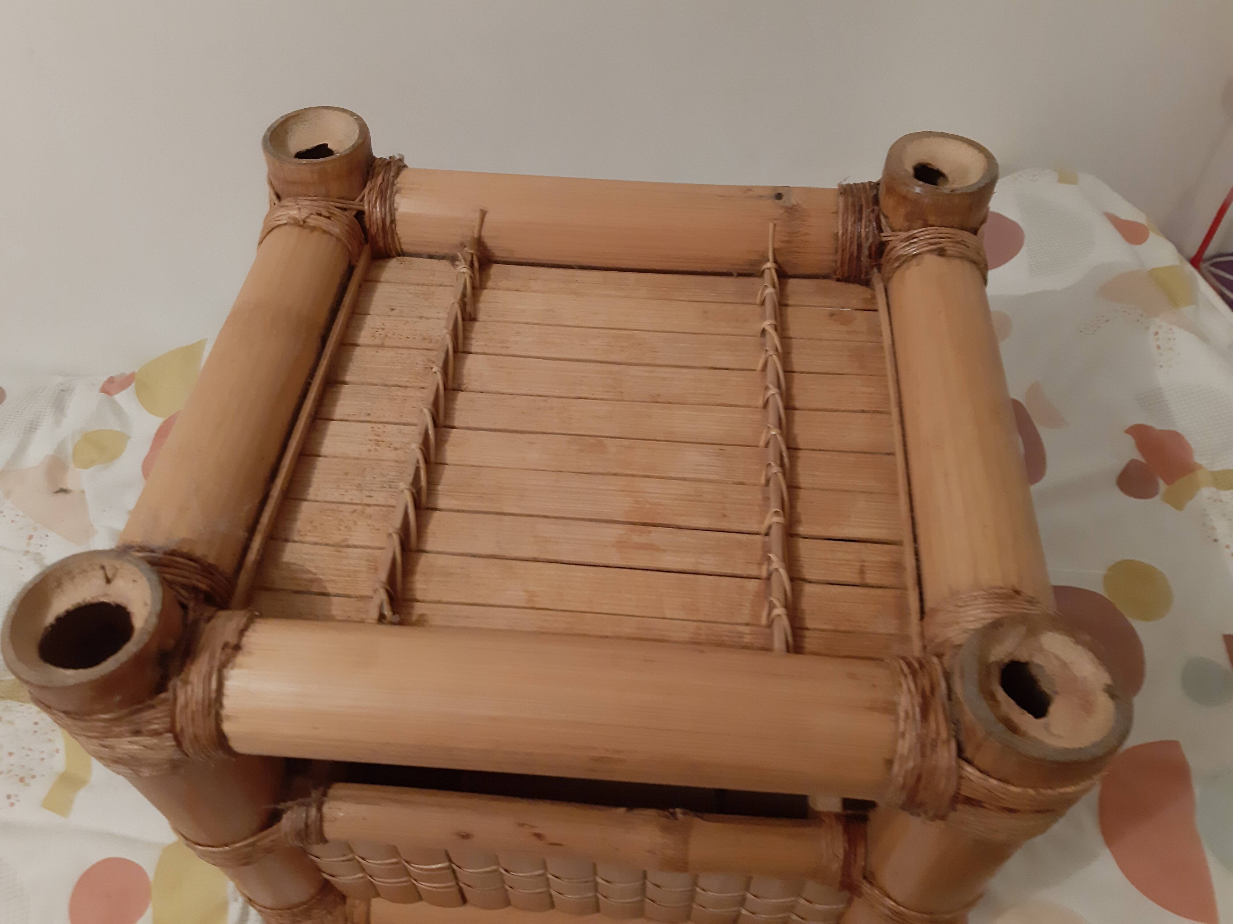 Vintage bamboo bedside table with drawer