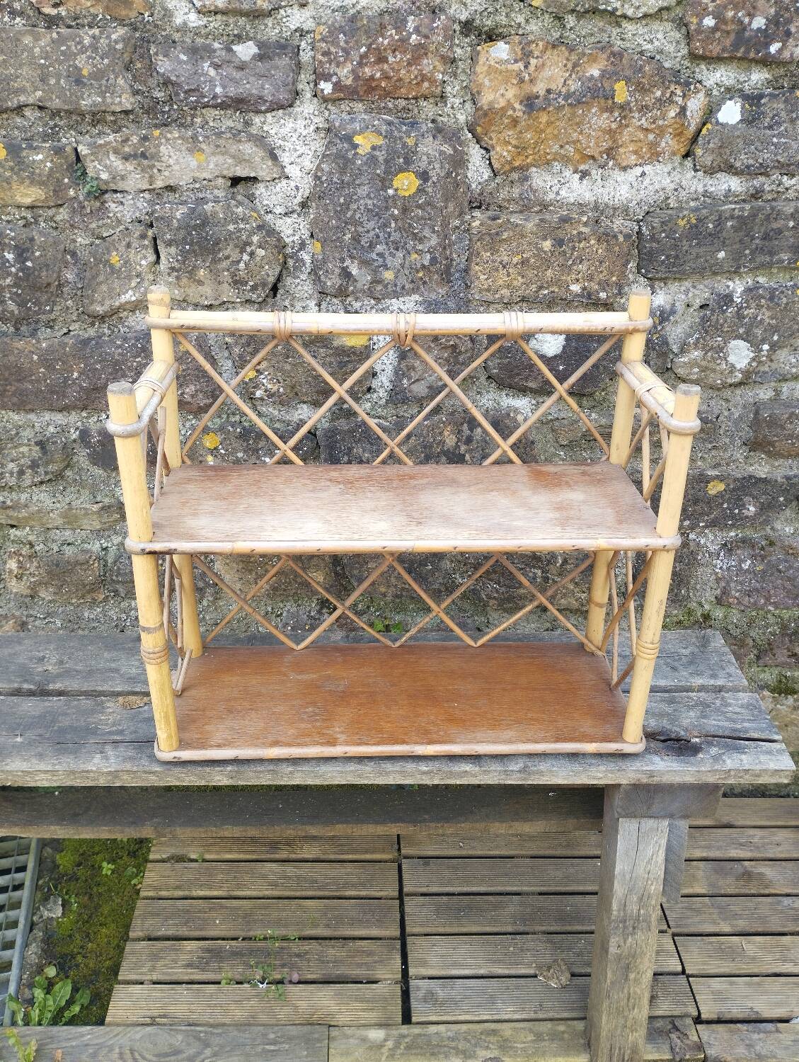 Vintage rattan shelf