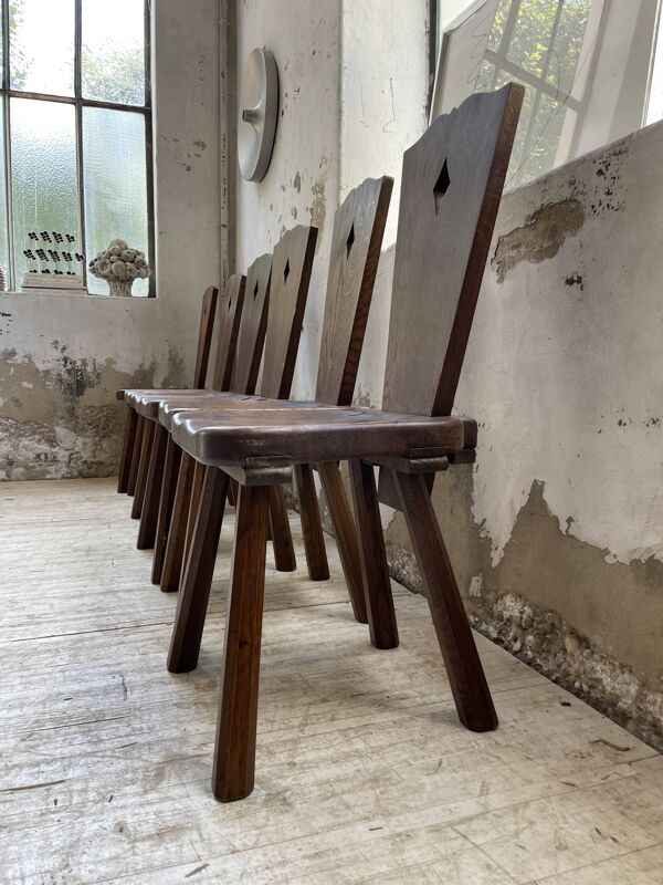 Chaises chêne massif chapo savoyarde art populaire