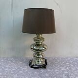 Creation Mathias 1970 modern table lamp in silver glass with lampshade