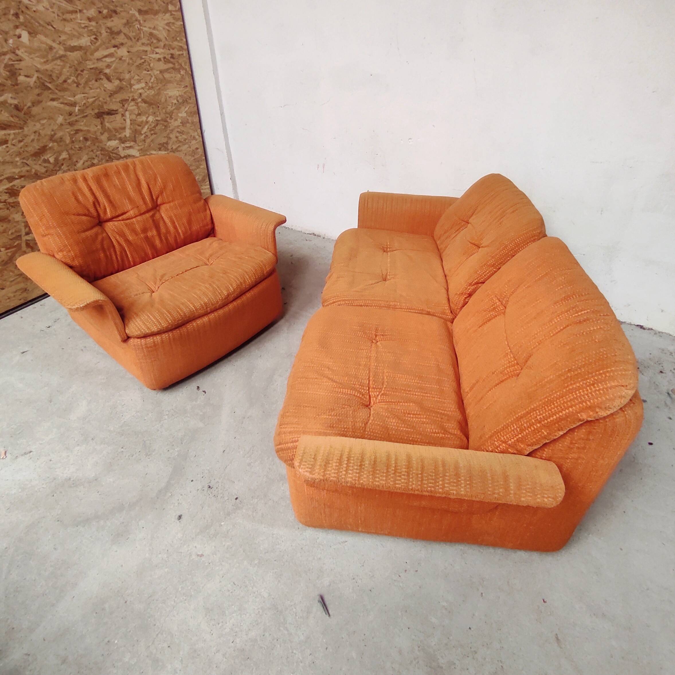 Orange living room set, 1970
