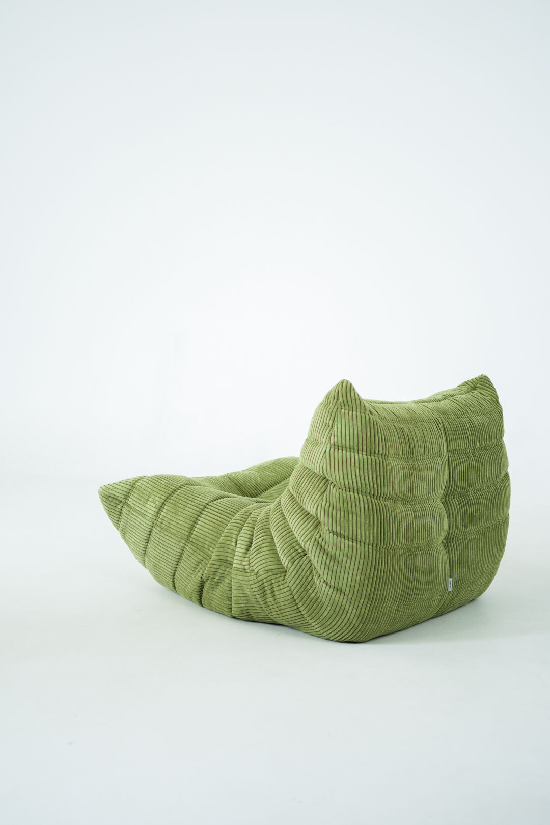 Togo Armchair and Pouf in Fresh green Corduroy