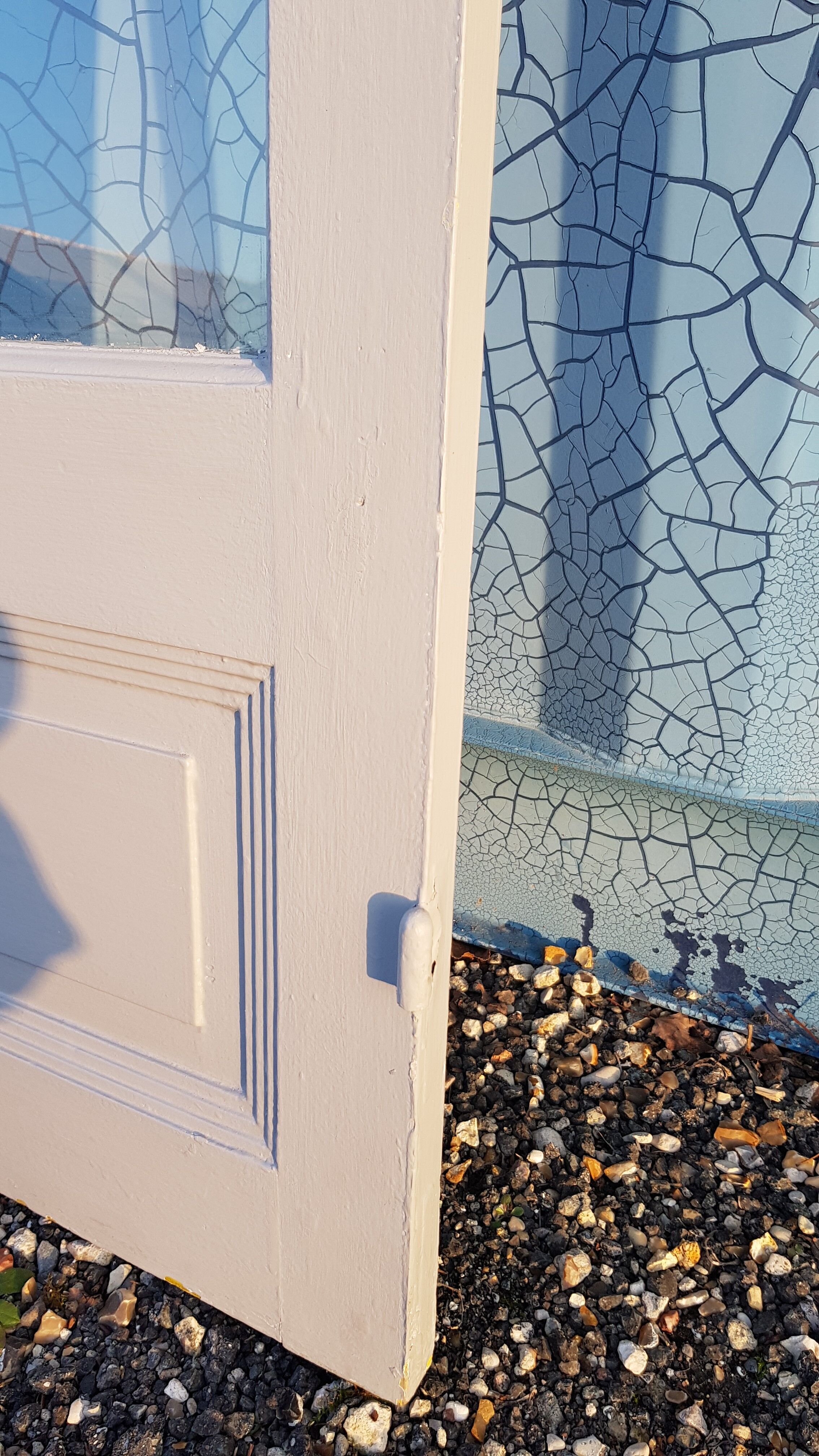 Lot of a double oak glass door