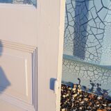 Lot of a double oak glass door