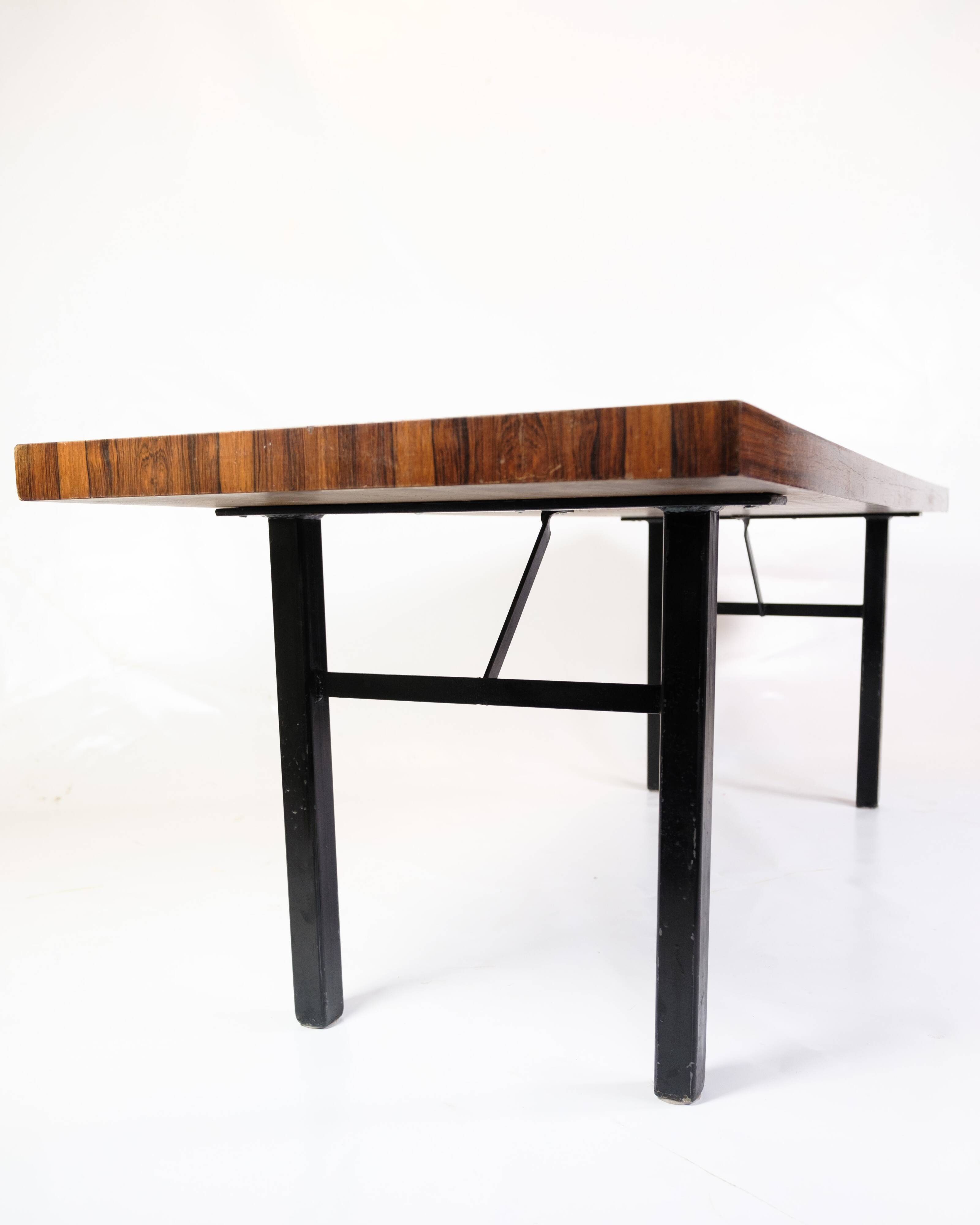 Coffee Table Made In Rosewood With Metal Frame From 1960s