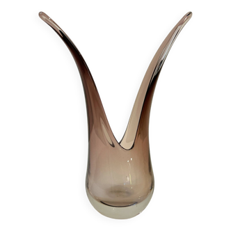 Vase vintage pour ikebana ou composition florale en cristal améthyste de VANNES ART FRANCE