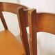 Lot de 4 chaises de salle à manger vintage / design sculptural en bois des années 70, cuir marron